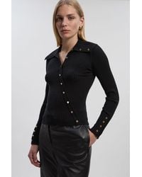 Karen Millen - Viscose Blend Trim Detail Knit Top - Lyst