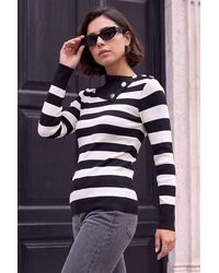 Roman - Button Stripe Knit Jumper - Lyst