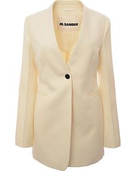 Jil Sander - C/O Wardrobe Pure Wool Tailor Made Fitted Sb Collarless Jacket - Lyst