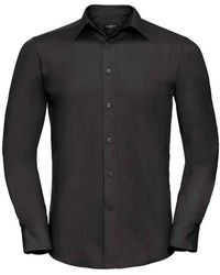 Russell - Russell Collection Polycotton Easy-care Formeel Overhemd Met Lange Mouwen (zwart) - Lyst