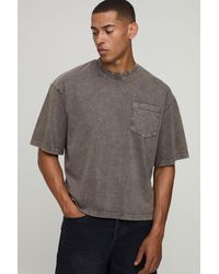 BoohooMAN - Essential Washed Oversized Boxy Front Pocket T-Shirt - Lyst