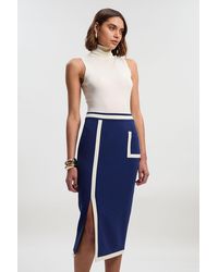 Karen Millen - Compact Stretch Tipped Tailored Pencil Skirt - Lyst
