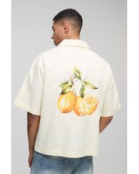 BoohooMAN - Oversized Lemon Printed Revere Shirt - Lyst
