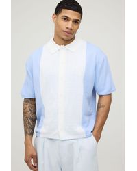 BoohooMAN - Relaxed Boxy Colour Block Knitted Shirt - Lyst