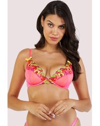 Playful Promises - Magda Neon Cocktail Embroidery Plunge Bra - Lyst