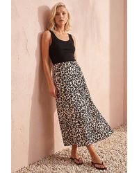 Roman - Animal Print Jersey Midi Skirt - Lyst