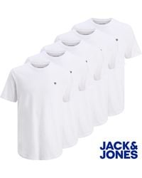 Jack & Jones - Pack Of 5 T-Shirt Cotton Plain Top Tee - Lyst