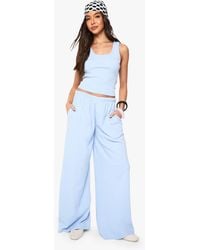 Boohoo - Basics Rib Straight Leg Trouser - Lyst