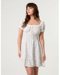 Blue Vanilla - Puff Sleeve Shirred Mini Dress - Lyst