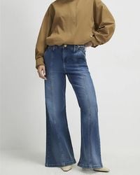 River Island - Flared Jeans Petite High Rise Snaffle Cotton - Lyst