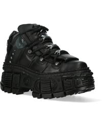 New Rock - Metallic Ankle Leather Boots-Wall106-S12 - Lyst