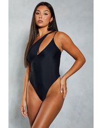 MissPap - One Shoulder Cut Out Double Strap Swimsuit - Lyst
