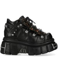 New Rock - M-106N-C86 Flame Leather Gothic Ankle Platform Boots - Lyst