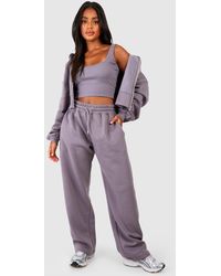 Boohoo - Deep Hem Crop Top 3 Piece Hooded Tracksuit - Lyst
