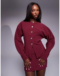 ASOS - Co-Ord Ribbed Balloon Sleeve Structured Top With Buttons - Lyst