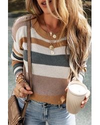 Azura Exchange - Gestreifter Pullover Mit Langen Ärmeln - Lyst