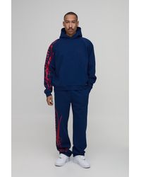 BoohooMAN - Oversized Boxy Homme Script Hoodie And Relaxed Split Hem Jogger Tracksuit - Lyst