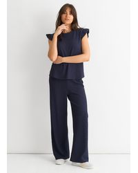 Gini London - Frill Sleeves Textured Oversized Top - Lyst