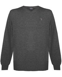 Aquascutum - Long Sleeved/V-Neck Knitwear Jumper With Logo - Lyst