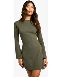Boohoo - Rib Tie Back Shift Dress - Lyst
