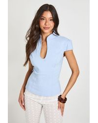 Boohoo - Bengaline Cap Sleeve Keyhole Corset Top - Lyst