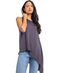 Roman - Embellished Neck Asymmetric Hem Top - Lyst