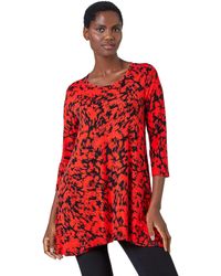 Roman - Abstract Print Hanky Hem Tunic Top - Lyst