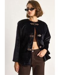 Bianco Lucci - Textured Gabardine Buttoned Coat With Jacket Collar - Lyst