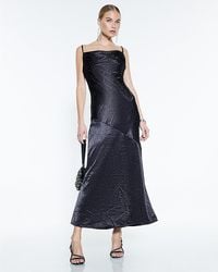 River Island - Slip Midi Dress Satin Diamante Detail - Lyst