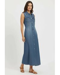 Zara - Sleeveless Denim Midaxi Dress - Lyst