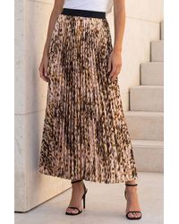 Roman - Animal Print Pleated Midi Skirt - Lyst