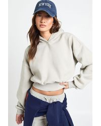 Boohoo - Deep Waist Shorter Length Hoodie - Lyst