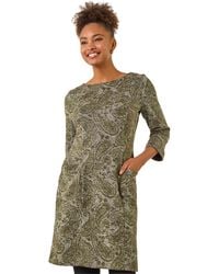 Roman - Paisley Print Pocket Shift Stretch Dress - Lyst