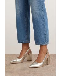 Oasis - Nicola Faux Metallic Leather Slingback Pointed Court Shoes - Lyst