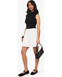 Boohoo - Petite Contrast Jersey Rib Cotton Mix High Neck Mini Dress - Lyst