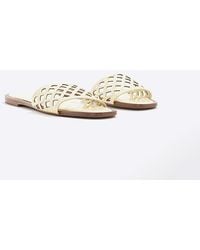 River Island - Mule Sandals Wide Fit Laser Cut Pu - Lyst