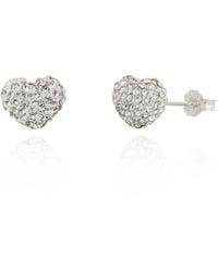 The Jewellery Stockroom - Sterling Crystal Heart Glitter Stud Earrings - Lyst