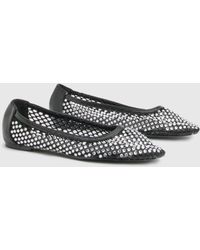 Boohoo - Diamante Mesh Ballet Flats - Lyst