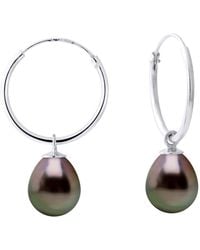 Ateliers Saint Germain - Oorbellen Van Zilver 925 Rhodium Vermeerd En Echte Gekweekte Tahiti-parels Parel 8-9 Mm - Lyst