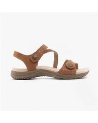 Free Spirit - Malibu Ladies Leather Touch Fasten Sandals Walnut - Lyst