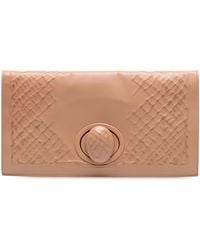 Bottega Veneta - Pre-Owned Nappa Embossed Intrecciato Turnlock Clutch - Lyst