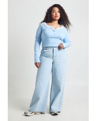 Boohoo - Plus Denim High Waist Wide Leg Jean - Lyst