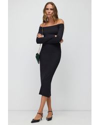 No Matter What - Midi Bodycon Kleid Mit Tiefen Schultern - Lyst