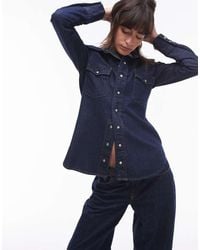 TOPSHOP - Denim Western Style Shirt - Lyst
