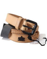 Ermanno Scervino - Light Brown Slim Leather Black Logo Buckle Belt - Lyst