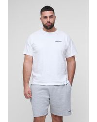 BoohooMAN - Plus Regular Ofcl Embroidered T-Shirt & Relaxed Jersey Short Set - Lyst