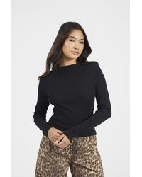 Brave Soul - Slash Neck Long Sleeve Ribbed Top - Lyst