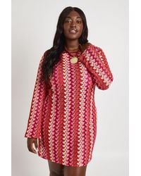 Boohoo - Plus Knitted Scoop Back Mini Dress - Lyst