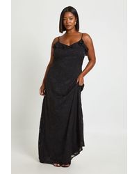 Boohoo - Plus Burnout Ruffle Slip Maxi Dress - Lyst
