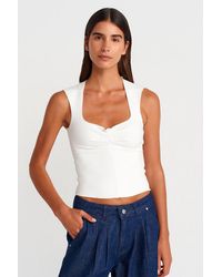 Dilvin - Fitted Sleeveless Crop Blouse With Square Neck - Lyst